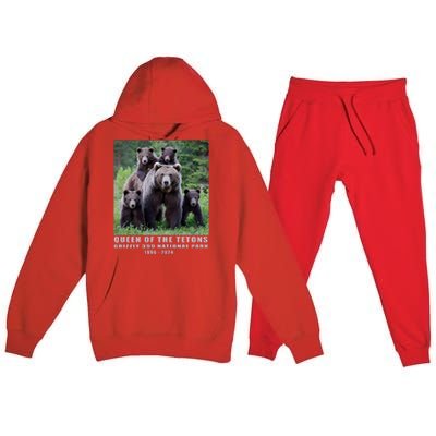 Queen Of The Tetons Grizzly 399 National Park 1996 2024 Premium Hooded Sweatsuit Set