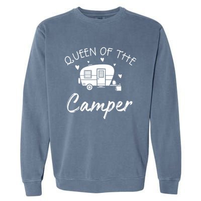 Queen Of The Camper Gift Rv Camper Road Trip Gift Garment-Dyed Sweatshirt