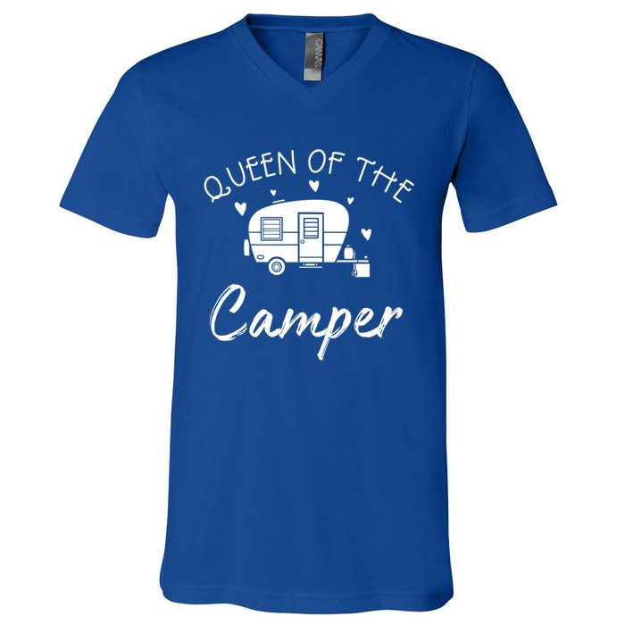 Queen Of The Camper Gift Rv Camper Road Trip Gift V-Neck T-Shirt