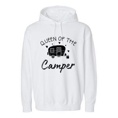 Queen Of The Camper Gift Rv Camper Road Trip Gift Garment-Dyed Fleece Hoodie