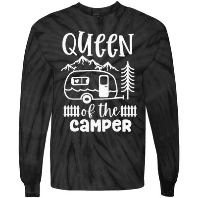 Queen Of The Camper RV Camping Camp Lover Camping Life Tie-Dye Long Sleeve Shirt