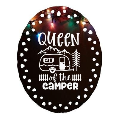 Queen Of The Camper RV Camping Camp Lover Camping Life Ceramic Oval Ornament