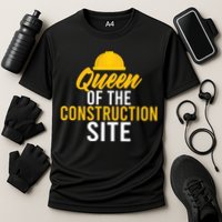 Queen Of The Construction Site Funny Construction Worker Gift Cooling Performance Crew T-Shirt