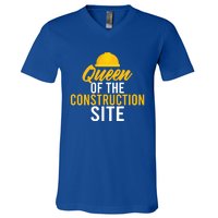 Queen Of The Construction Site Funny Construction Worker Gift V-Neck T-Shirt