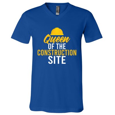 Queen Of The Construction Site Funny Construction Worker Gift V-Neck T-Shirt