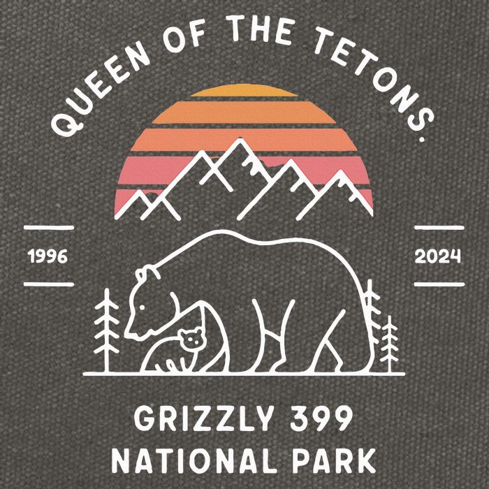 Queen Of The Tetons Grizzly 399 National Park 1996 2024 Cotton Canvas Backpack