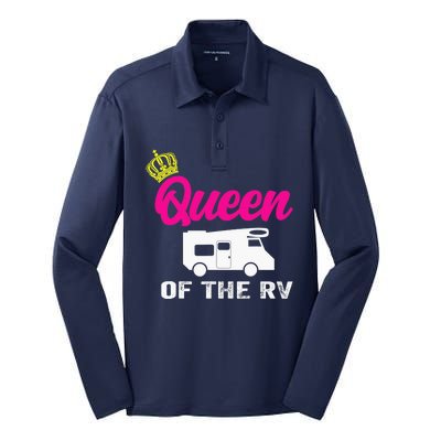 Queen Of The RV Camp Camper Camping Graphic Silk Touch Performance Long Sleeve Polo