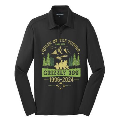 Queen Of The Tetons Grizzly 399 National Park 1996 2024 Silk Touch Performance Long Sleeve Polo