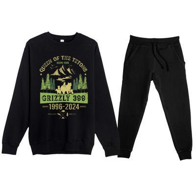 Queen Of The Tetons Grizzly 399 National Park 1996 2024 Premium Crewneck Sweatsuit Set