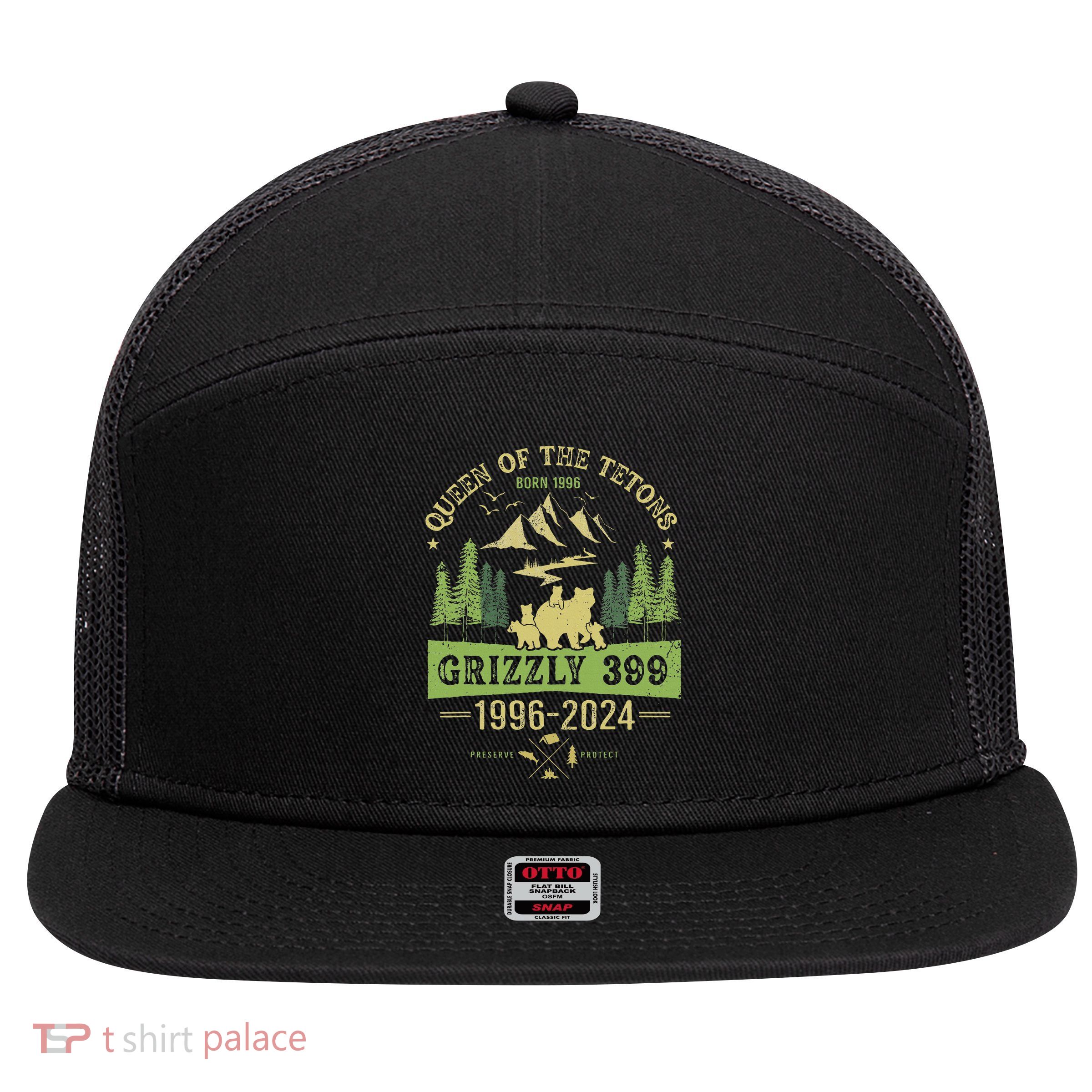 Queen Of The Tetons Grizzly 399 National Park 1996 2024 7 Panel Mesh Trucker Snapback Hat
