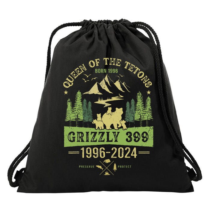 Queen Of The Tetons Grizzly 399 National Park 1996 2024 Drawstring Bag