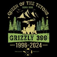 Queen Of The Tetons Grizzly 399 National Park 1996 2024 Drawstring Bag