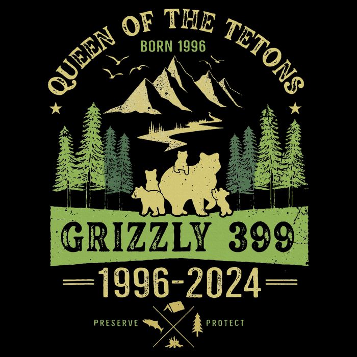 Queen Of The Tetons Grizzly 399 National Park 1996 2024 Drawstring Bag