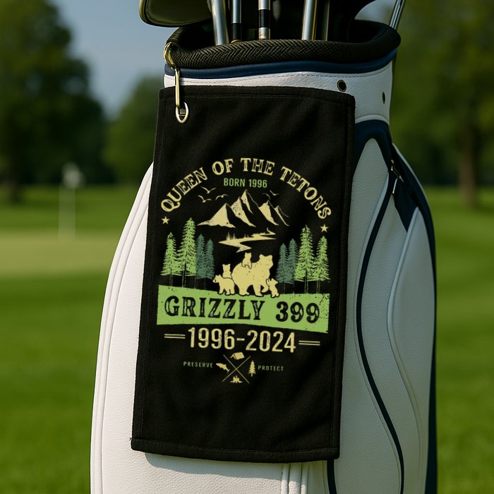 Queen Of The Tetons Grizzly 399 National Park 1996 2024 Golf Towel