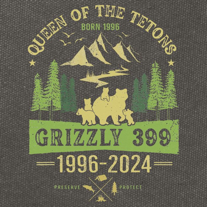 Queen Of The Tetons Grizzly 399 National Park 1996 2024 Cotton Canvas Backpack