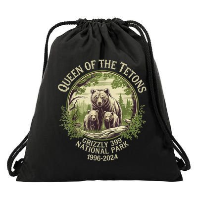 Queen Of The Tetons Grizzly 399 Wildlife Preserve 19962024 Drawstring Bag