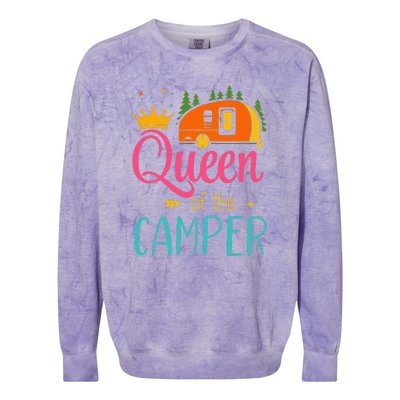 Queen Of The Camper Funny Camping Group Trip Colorblast Crewneck Sweatshirt