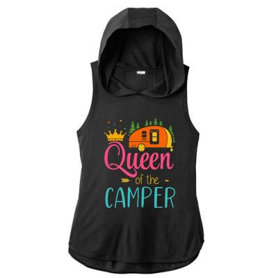 Queen Of The Camper Funny Camping Group Trip Ladies PosiCharge Tri-Blend Wicking Draft Hoodie Tank