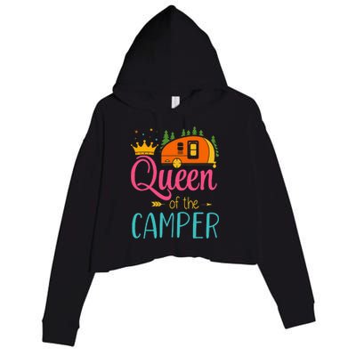 Queen Of The Camper Funny Camping Group Trip Crop Fleece Hoodie