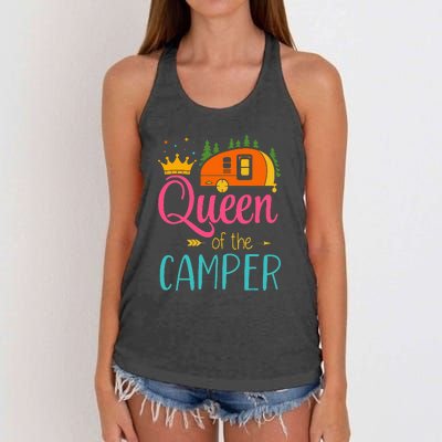 Queen Of The Camper Funny Camping Group Trip Women's Knotted Racerback Tank