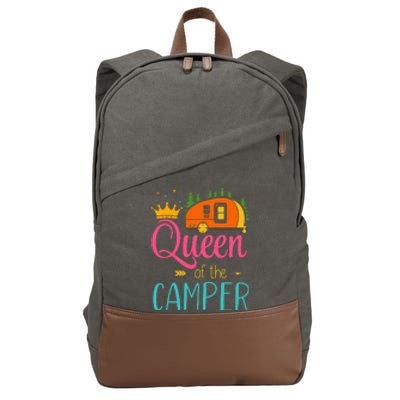 Queen Of The Camper Funny Camping Group Trip Cotton Canvas Backpack