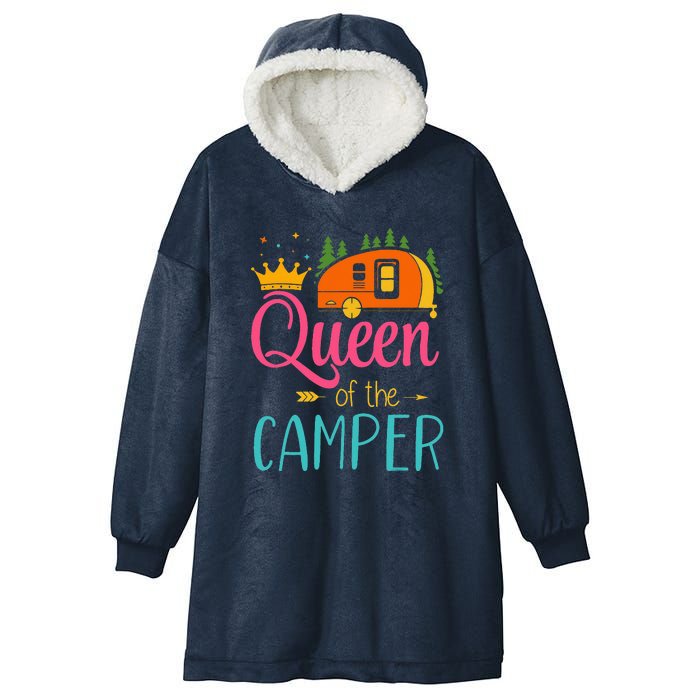 Queen Of The Camper Funny Camping Group Trip Hooded Wearable Blanket