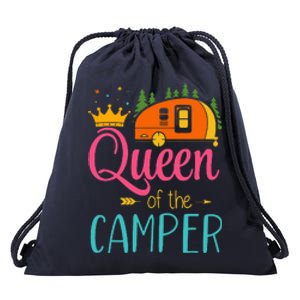 Queen Of The Camper Funny Camping Group Trip Drawstring Bag