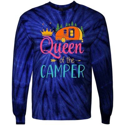 Queen Of The Camper Funny Camping Group Trip Tie-Dye Long Sleeve Shirt