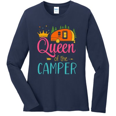 Queen Of The Camper Funny Camping Group Trip Ladies Long Sleeve Shirt