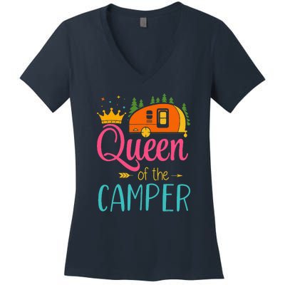 Queen Of The Camper Funny Camping Group Trip Women's V-Neck T-Shirt