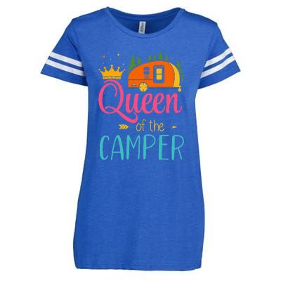 Queen Of The Camper Funny Camping Group Trip Enza Ladies Jersey Football T-Shirt