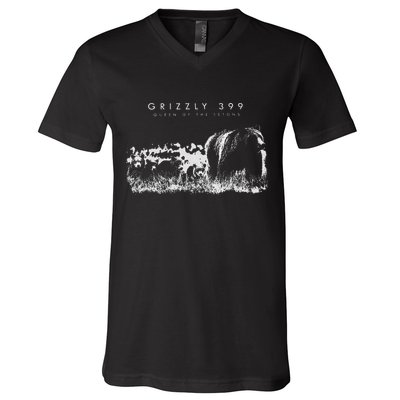 Queen Of The Tetons Grizzly 399 National Park Preserve V-Neck T-Shirt