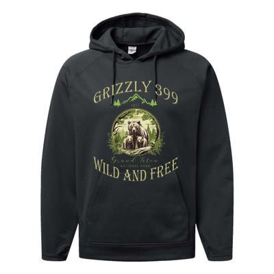 Queen Of The Teton Grizzly 399 Bear Wildlife Forest Preserve Performance Fleece Hoodie