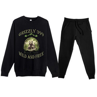 Queen Of The Teton Grizzly 399 Bear Wildlife Forest Preserve Premium Crewneck Sweatsuit Set