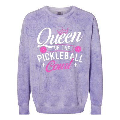 Queen Of The Pickleball Court Gift Ideas For Pickleball Fans Girl Colorblast Crewneck Sweatshirt