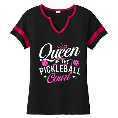 Queen Of The Pickleball Court Gift Ideas For Pickleball Fans Girl Ladies Halftime Notch Neck Tee