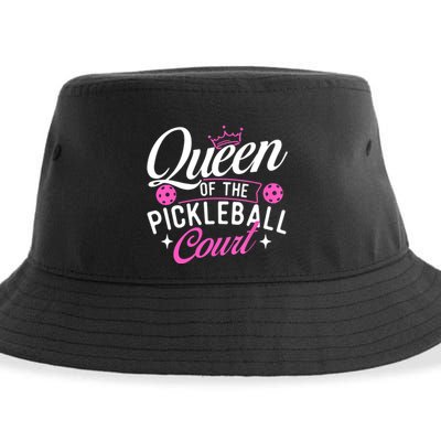 Queen Of The Pickleball Court Gift Ideas For Pickleball Fans Girl Sustainable Bucket Hat