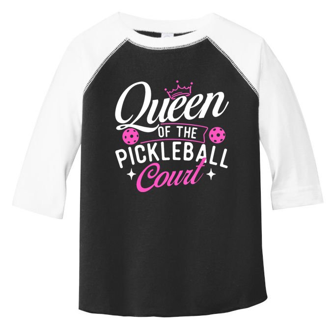 Queen Of The Pickleball Court Gift Ideas For Pickleball Fans Girl Toddler Fine Jersey T-Shirt