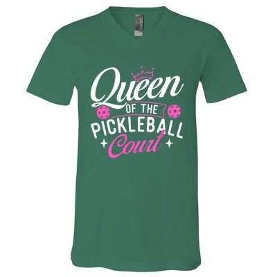 Queen Of The Pickleball Court Gift Ideas For Pickleball Fans Girl V-Neck T-Shirt