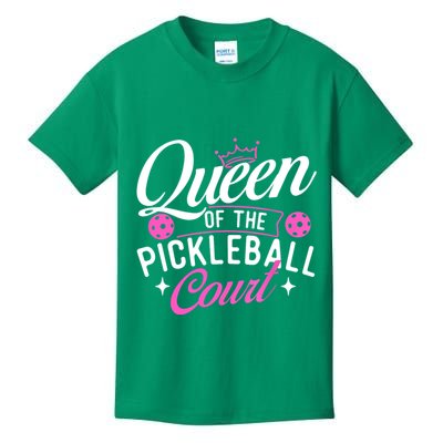 Queen Of The Pickleball Court Gift Ideas For Pickleball Fans Girl Kids T-Shirt