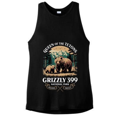Queen Of The Tetons Grizzly 399 National Park Bear Ladies PosiCharge Tri-Blend Wicking Tank