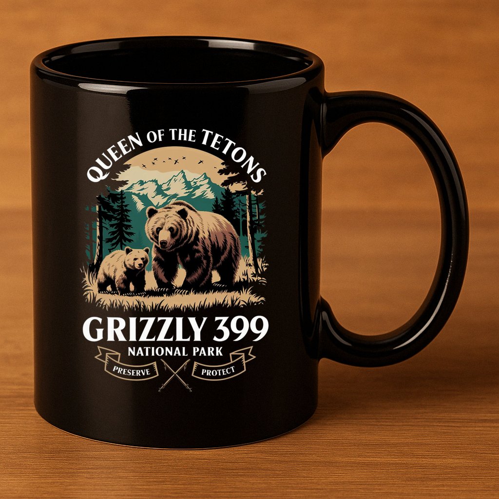 Queen Of The Tetons Grizzly 399 National Park Bear 11oz C Handle Ceramic Mug