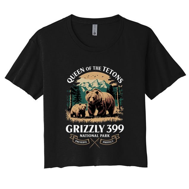 Queen Of The Tetons Grizzly 399 National Park Bear Crop Top