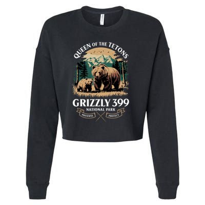 Queen Of The Tetons Grizzly 399 National Park Bear Cropped Pullover Crew