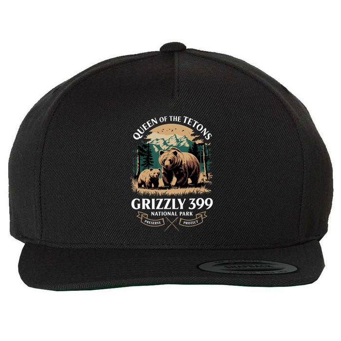 Queen Of The Tetons Grizzly 399 National Park Bear Wool Snapback Cap