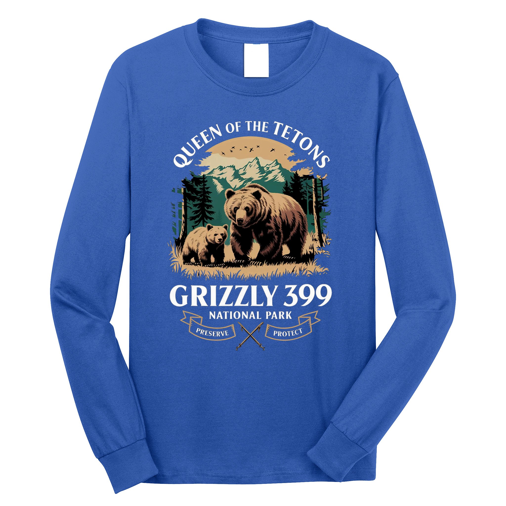 Queen Of The Tetons Grizzly 399 National Park Bear Long Sleeve Shirt