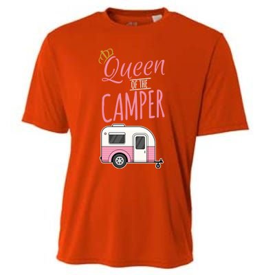 Queen Of The Camper Camping Mom Camp Outdoors Lover Funny Gift Cooling Performance Crew T-Shirt