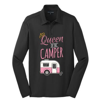 Queen Of The Camper Camping Mom Camp Outdoors Lover Funny Gift Silk Touch Performance Long Sleeve Polo