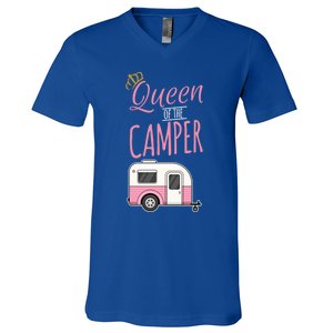 Queen Of The Camper Camping Mom Camp Outdoors Lover Funny Gift V-Neck T-Shirt