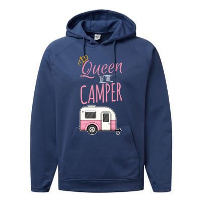 Queen Of The Camper Camping Mom Camp Outdoors Lover Funny Gift Performance Fleece Hoodie